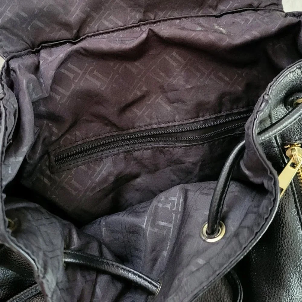 Black‎ faux leather satchel backpack handbag
